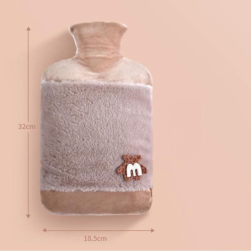 2000ml Plush PVC Water Bottle Bag Water-filling Hot-water Bag for Female Warm Belly Hands and Feet Warmer Water Bag