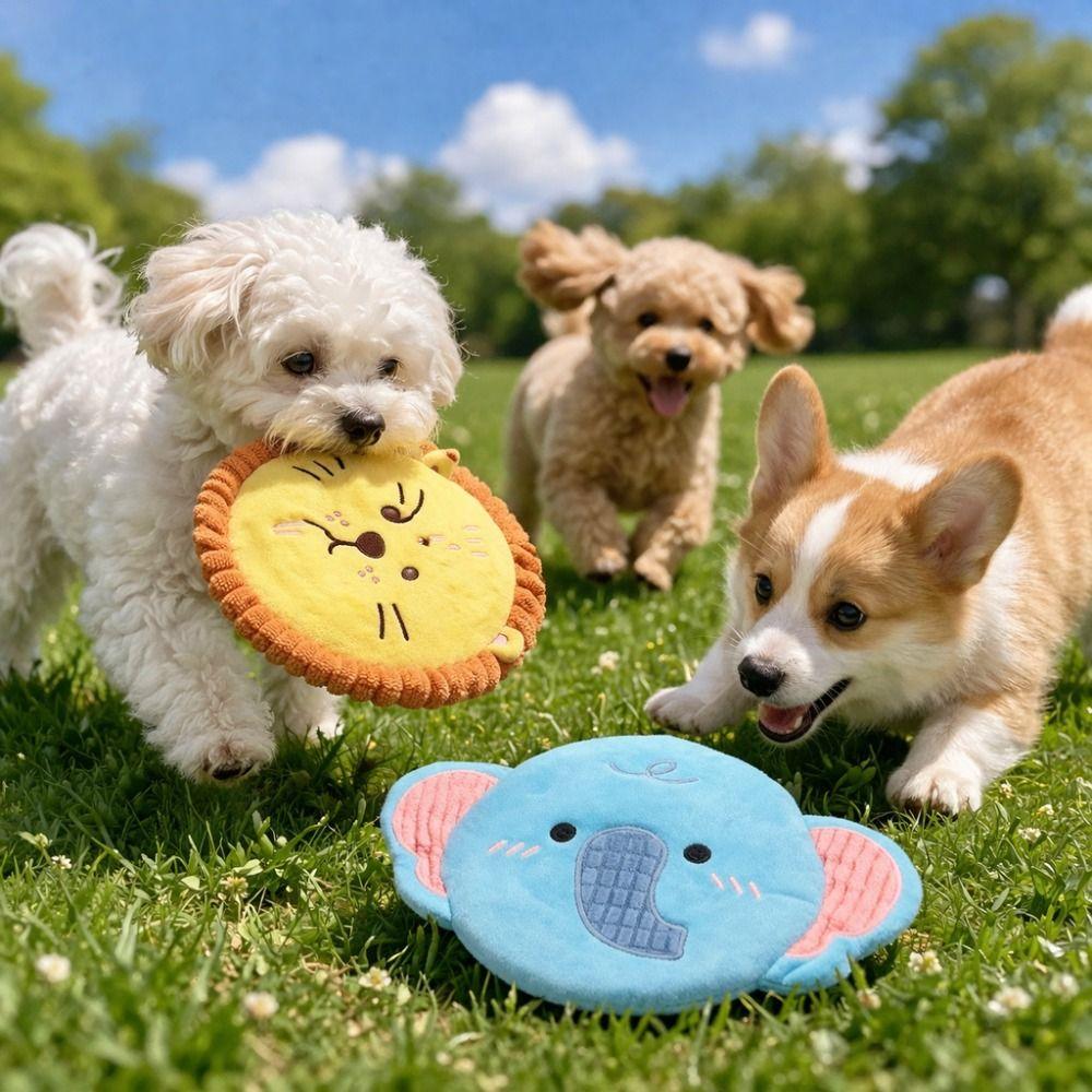 Cartoon Interactive Dog Throw Toy Soft Puppy Chew Toy Pet Accessories Pet Squeak Toy  Outdoor Sport