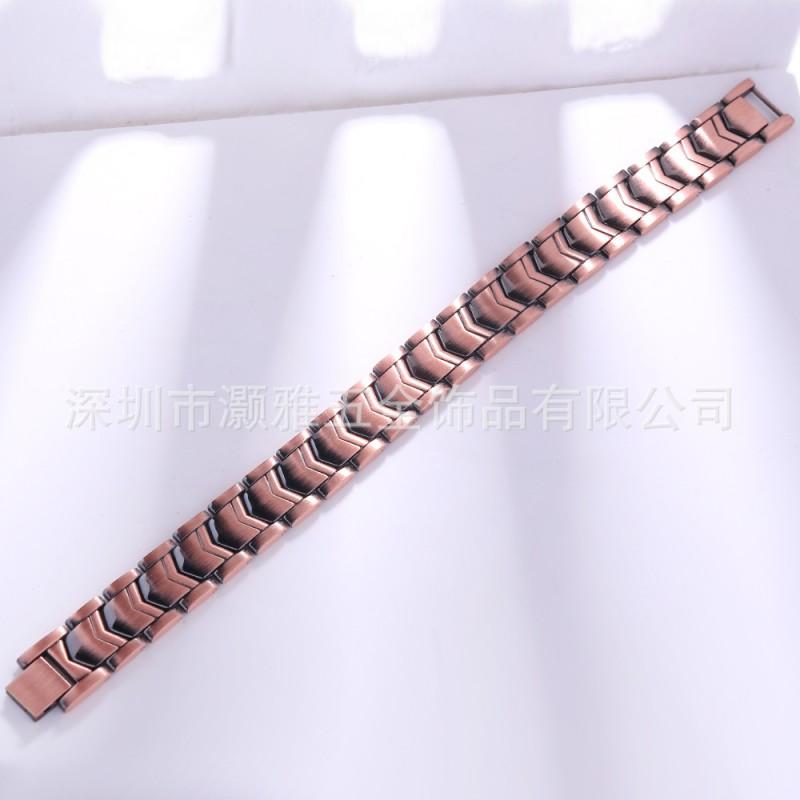 Mens Vintage Magnetic Alloy Bracelet With Geometric Design Letter Motif Electroplated Copper Tone