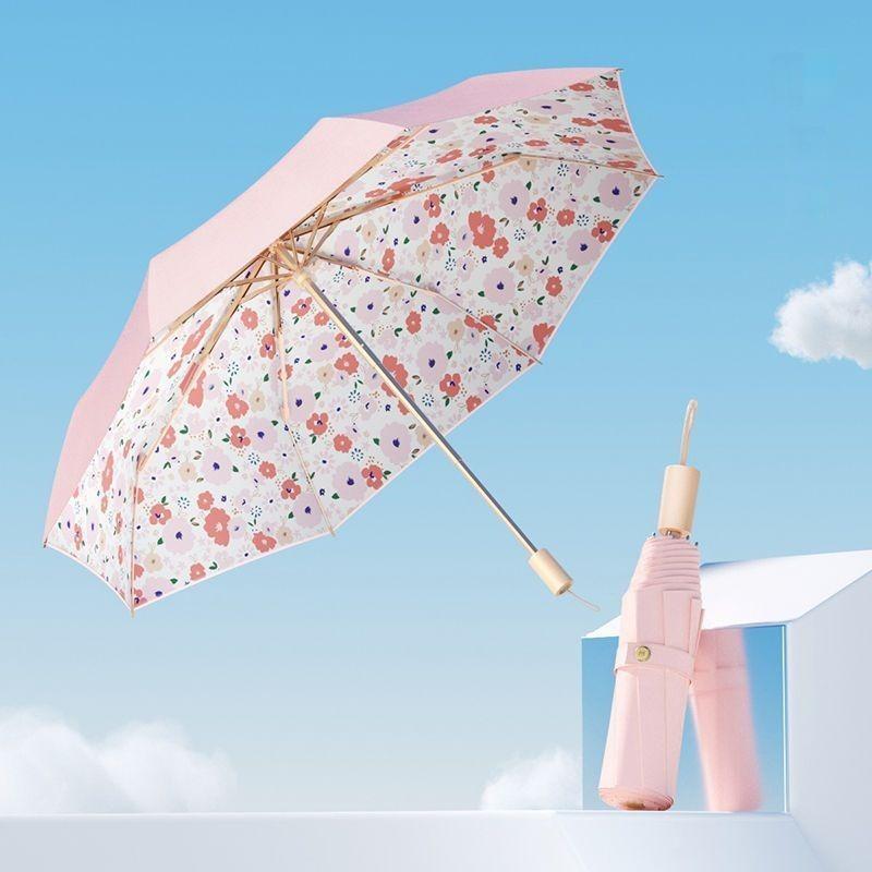 

High-end Fully Automatic Forest Series Double-layer Umbrella for Women Sun Protection and UV Protection Black Plastic Sunshade оранжевый