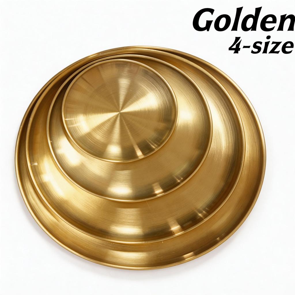 2/4 Stück Edelstahlplatten 4 Größen Runde Geschirr Wiederverwendbares Serviertablett für Pizza Dessert Steak Mehr Haus Picknick BBQ Geschirr