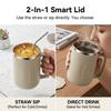 Thermal Coffee Mug Travel Tumbler 304 Stainless Steel Insulated Cup Leakproof with Handle Straw Lid Folding Spoon Portable