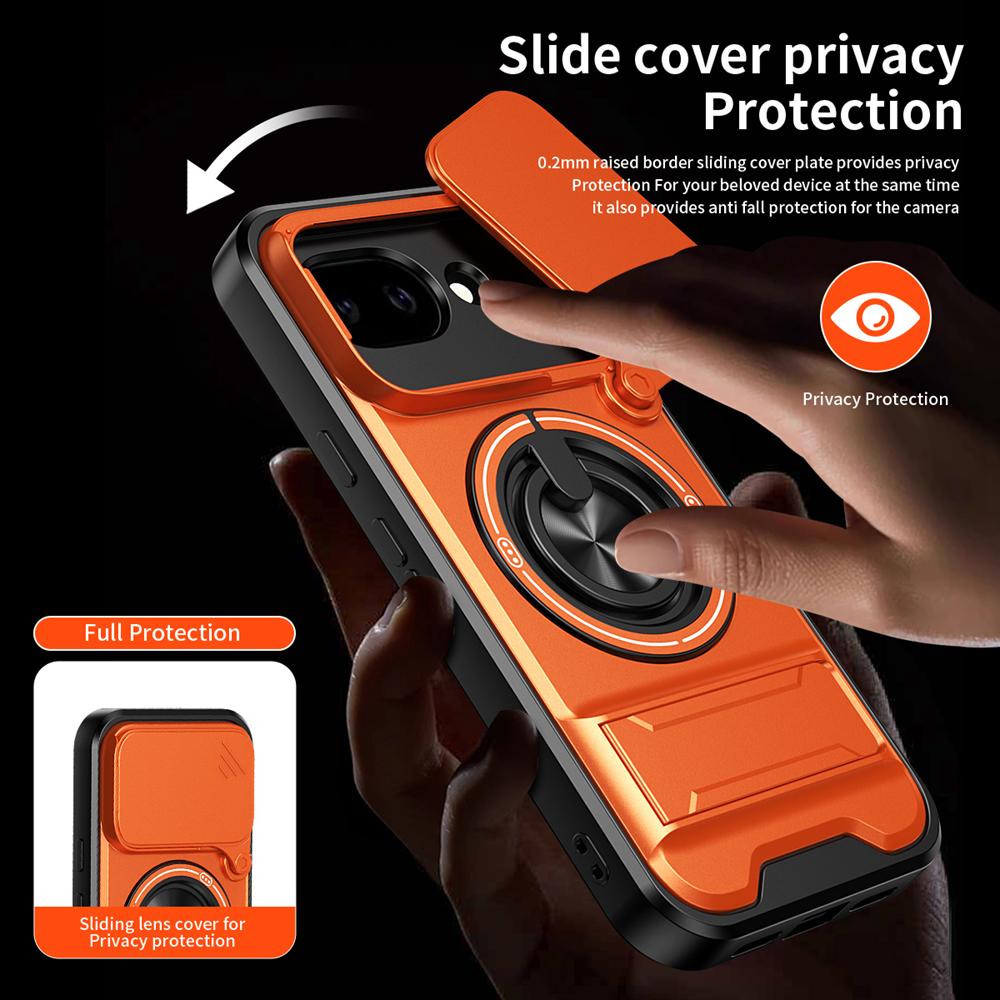 KEYSION Magnetic Phone Case for Google Pixel 10A Slide Camera Protection Upright Stand 360° Ring Shockproof Cover for Pixel 10A