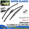 3PCS For HONDA Fit Jazz MK2 MK3 2009-2020 26" + 14"+ 14" Front Rear Wiper Blades Windshield Windscreen Window Cutter Accessories