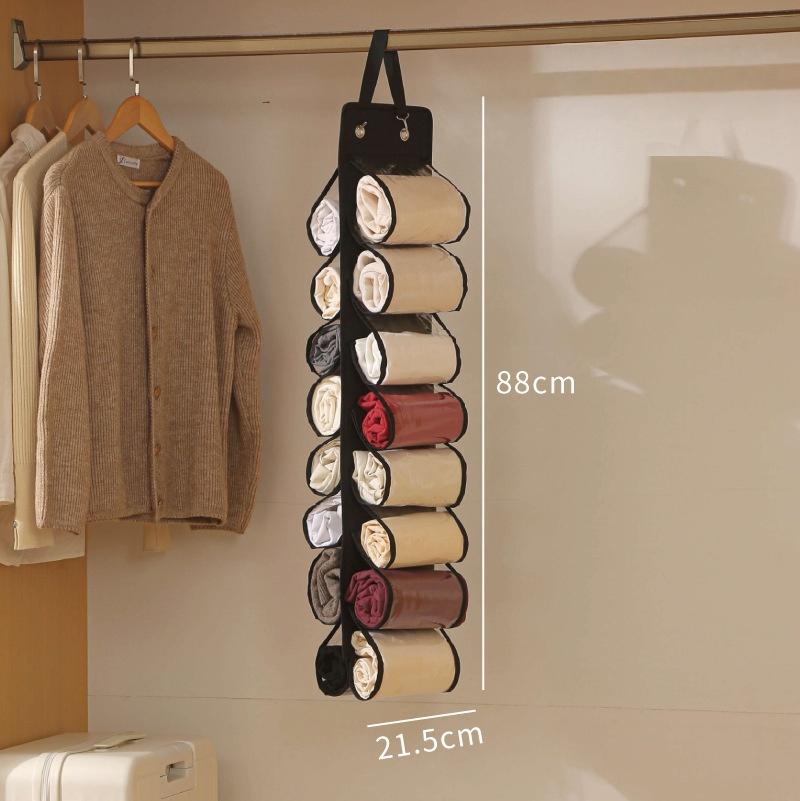 

1PC Storage Bag Clothes Hanger Compartment Hanging Organiser Clothes Hanger Foldable Leggings Organiser Wardrobe Roll Organiser