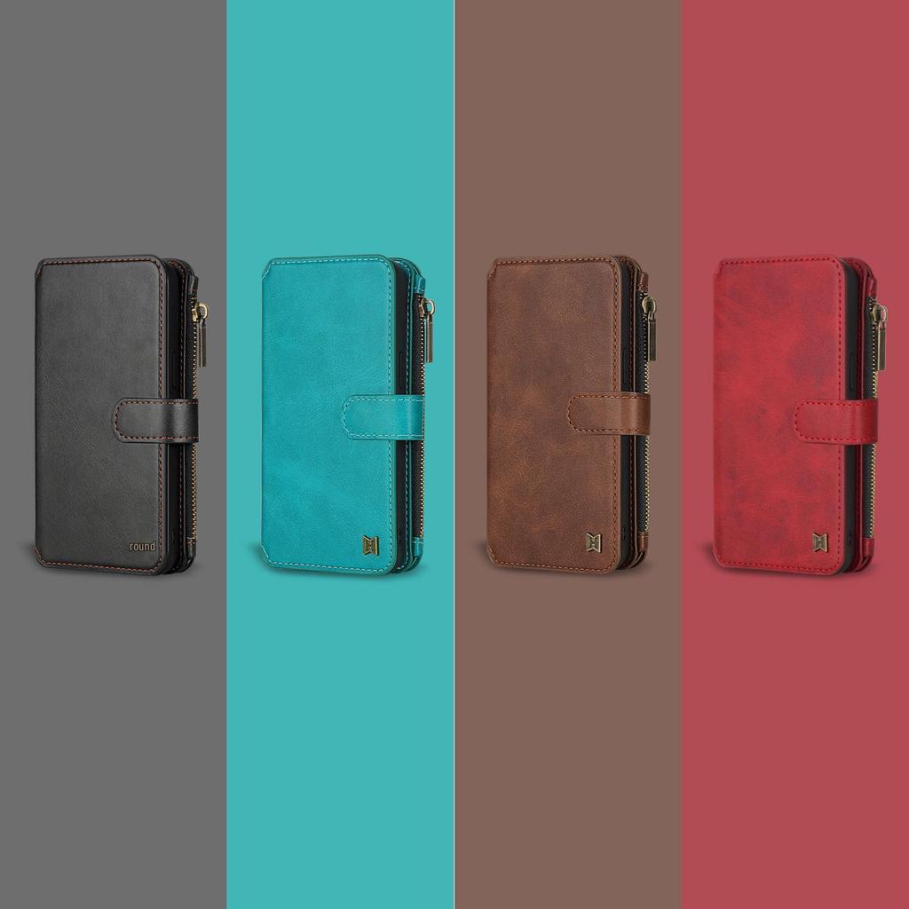 iPhone 16 Pro Multifunction Wallet Leather Case with Detachable Magnetic Cover