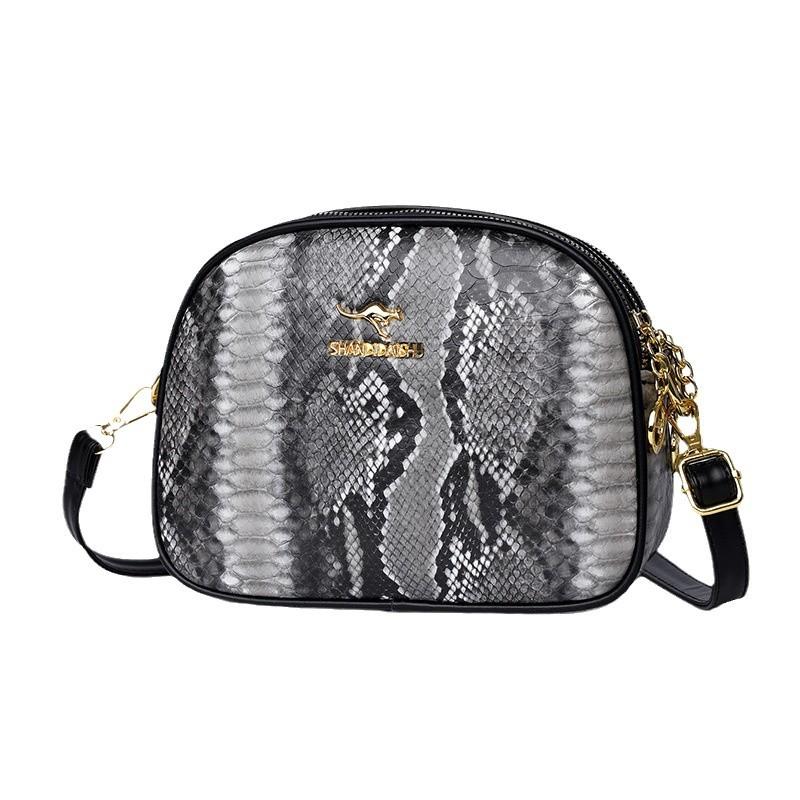 Modische Damenhandtaschen aus Schlangenleder-Plutoniumleder, 3-lagige Tasche mit Reißverschluss, hochwertige Markendesignertasche, feminine Umhängetasche