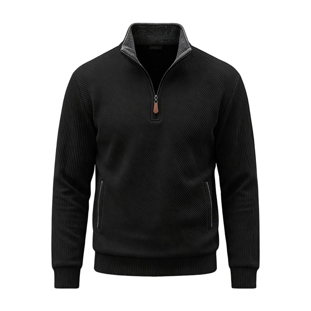 Felpa da uomo con mezza zip e maniche lunghe, pullover dal taglio ampio con tasche per abbigliamento casual
