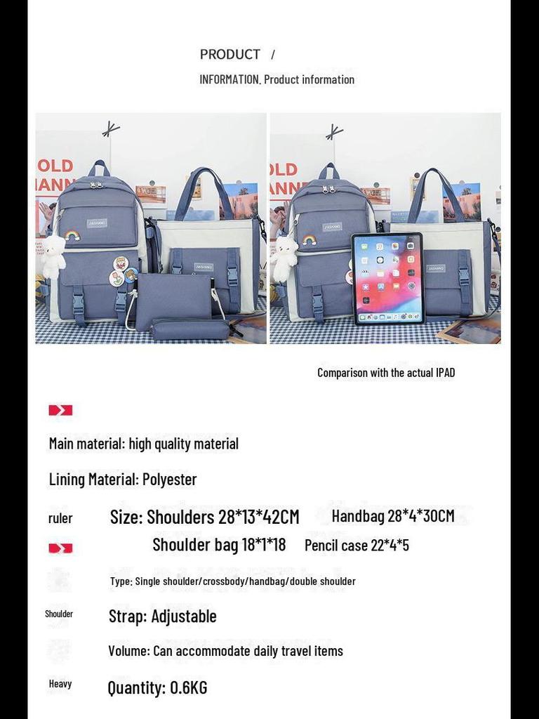 Large Capacity Korean Style Backpack for Girls - Forest Design, Perfect for Elementary and Junior High School Students