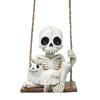 Skull Decor Halloween Skull Ornament Cute Swing Ghost Dog Car Pendant for Home Door Cemetery Garden Fence Rearview Mirror Tree
