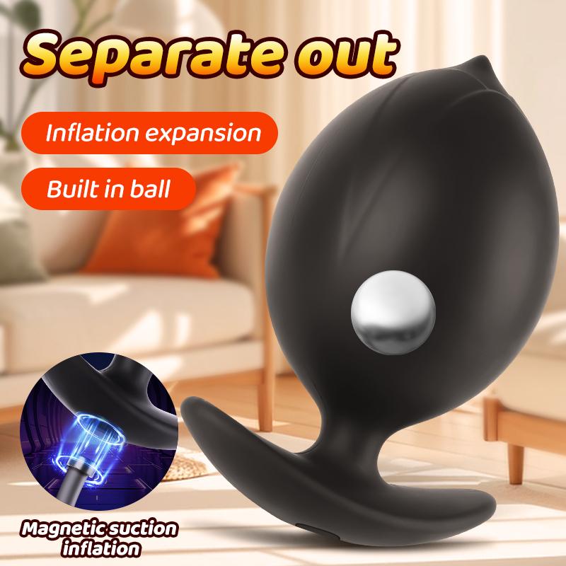 Magnetischer Saugnapf Aufblasbarer Analplug mit Eingebauten Stahlkugeln Große Dildos Vaginaler Dehner Männer Hintern Dehner Paar Sexspielzeug