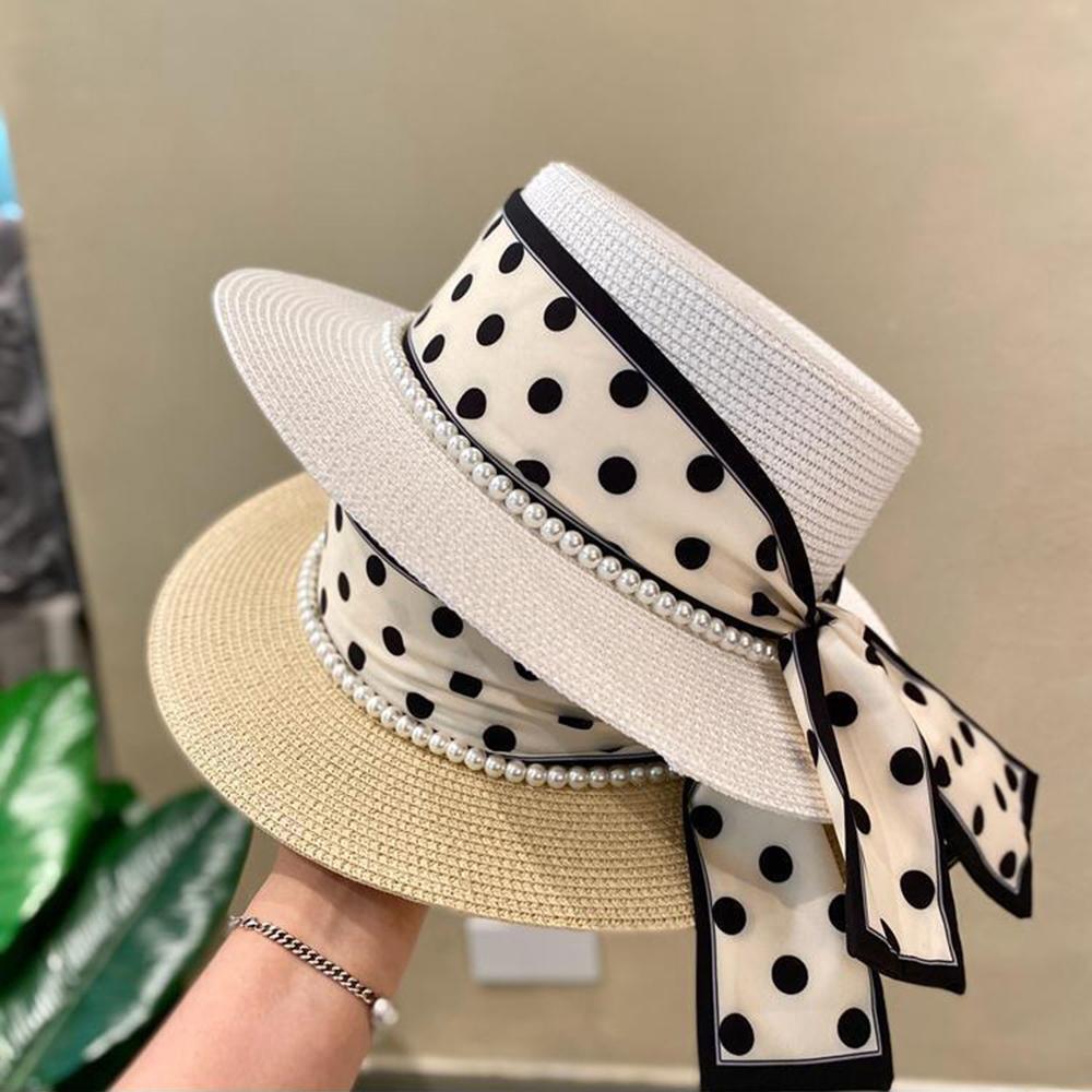 New Summer Straw Sun Hat for Women Outdoor Beach Wide Brim Sun Visor Cap Ribbon Bows Vacation Sunshade Female Panama Hats