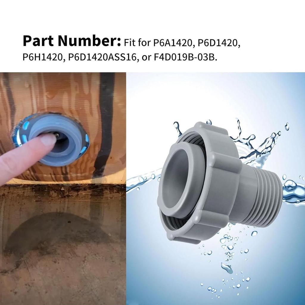 1.5" Swimming Pool Hose Drain Fitting Connector for P6A1420 P6D1420 P6H1420 P6D1420ASS16 F4D019B-03B Leakfree Connection