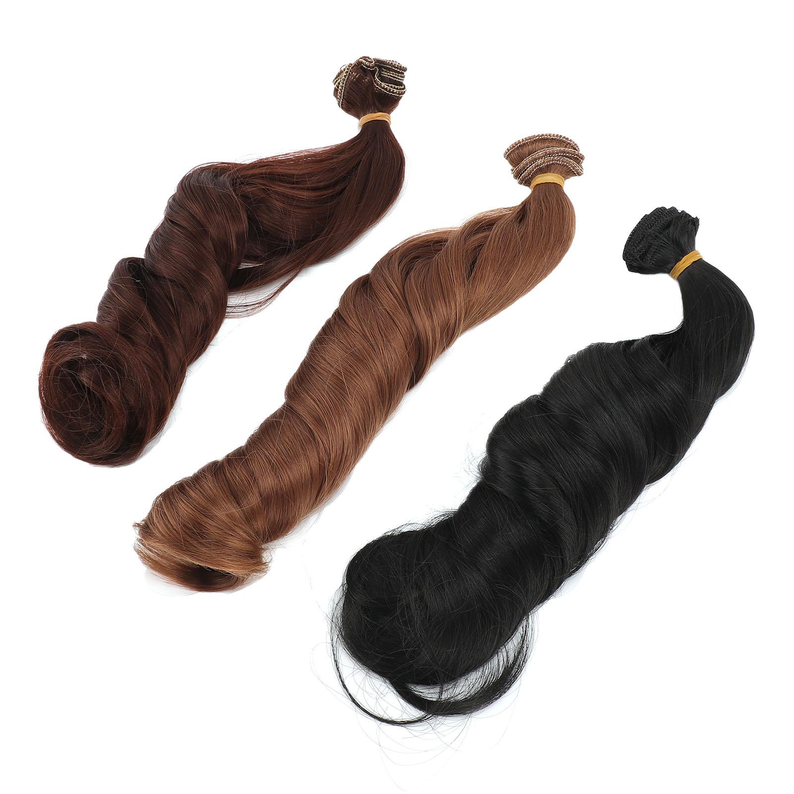 

3 шт. Кукольный парик Длина 30 см Ширина 1 м Черный Темно-коричневый Светло-коричневый Длинный Римский Кудрявый Набор Кукольных Париков