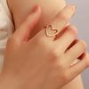 European and American Style Fashion Simple Plain Hollow Love Ring Korean Version Niche Design Heart-shaped Women's Index Finger Ring