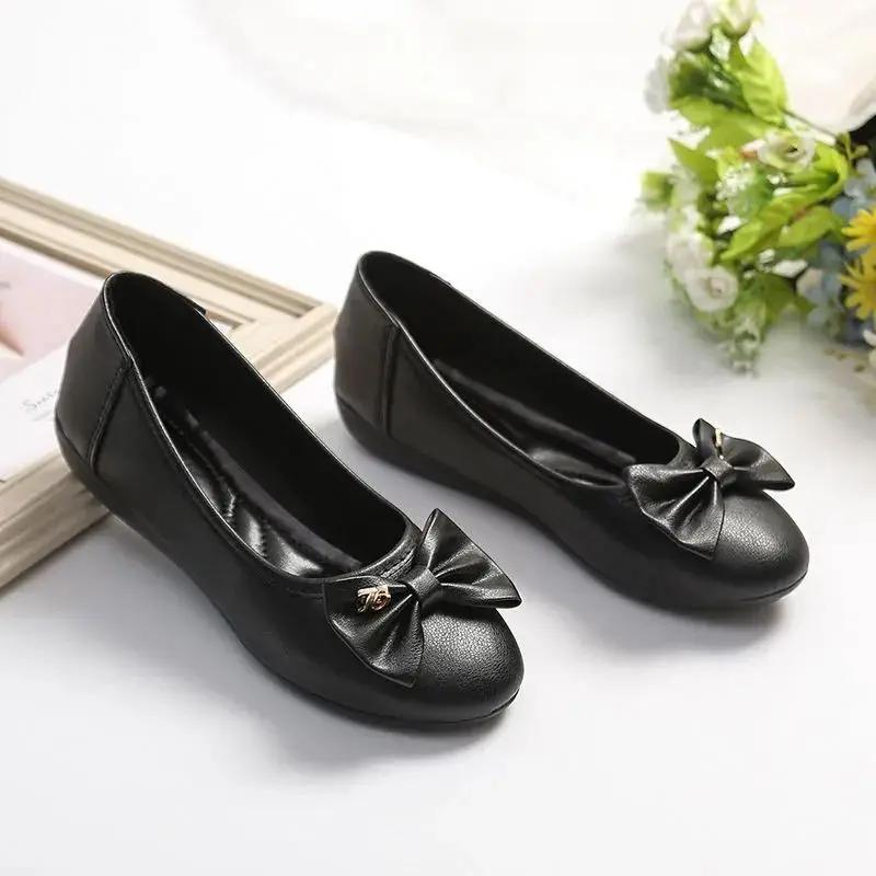 Fashion Slip-on Round Toe Moccasins Ladies Footwear with Bow High Quality Fashion Korean Style Stylish 2025 Summer 39 Women's Flat Shoes