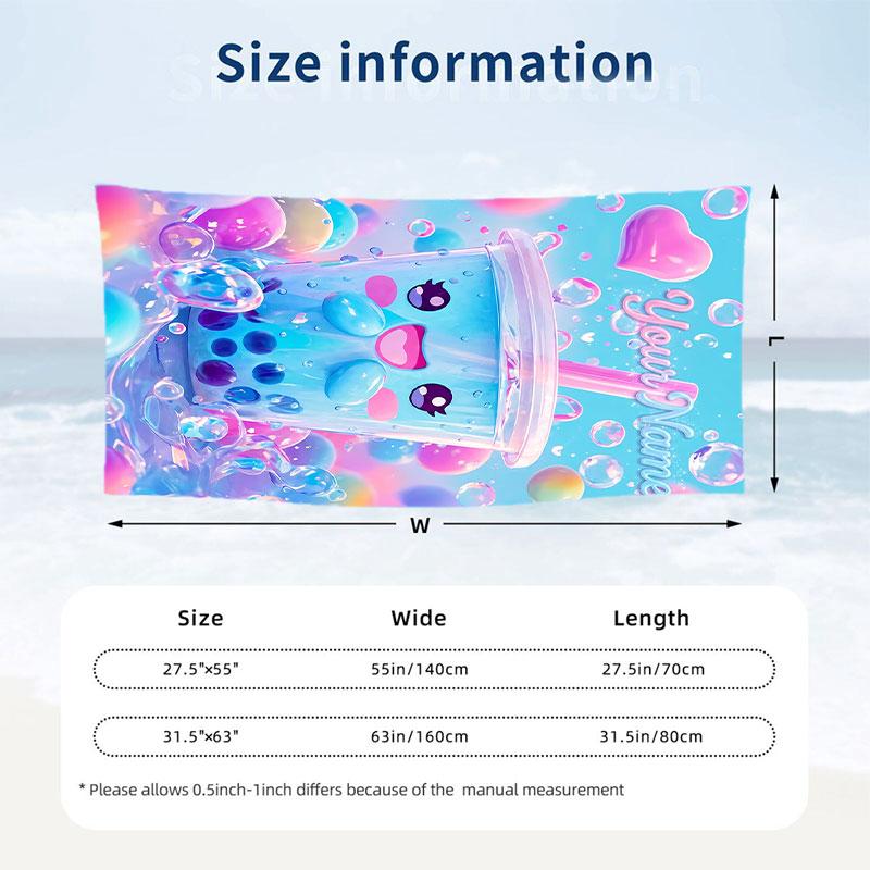 Fantasy Magic Theme Beach Towel Personalized Custom Name & Text Soft Quick Dry Beach Towel for Swimming Travel
