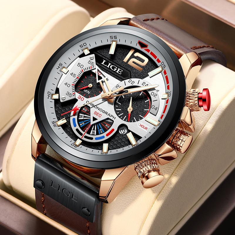 Outdoor Sport Watches for Men Fashion Business Leather Quartz Man Wristwatch Top Brand Luxury Waterproof Luminous Watch Men