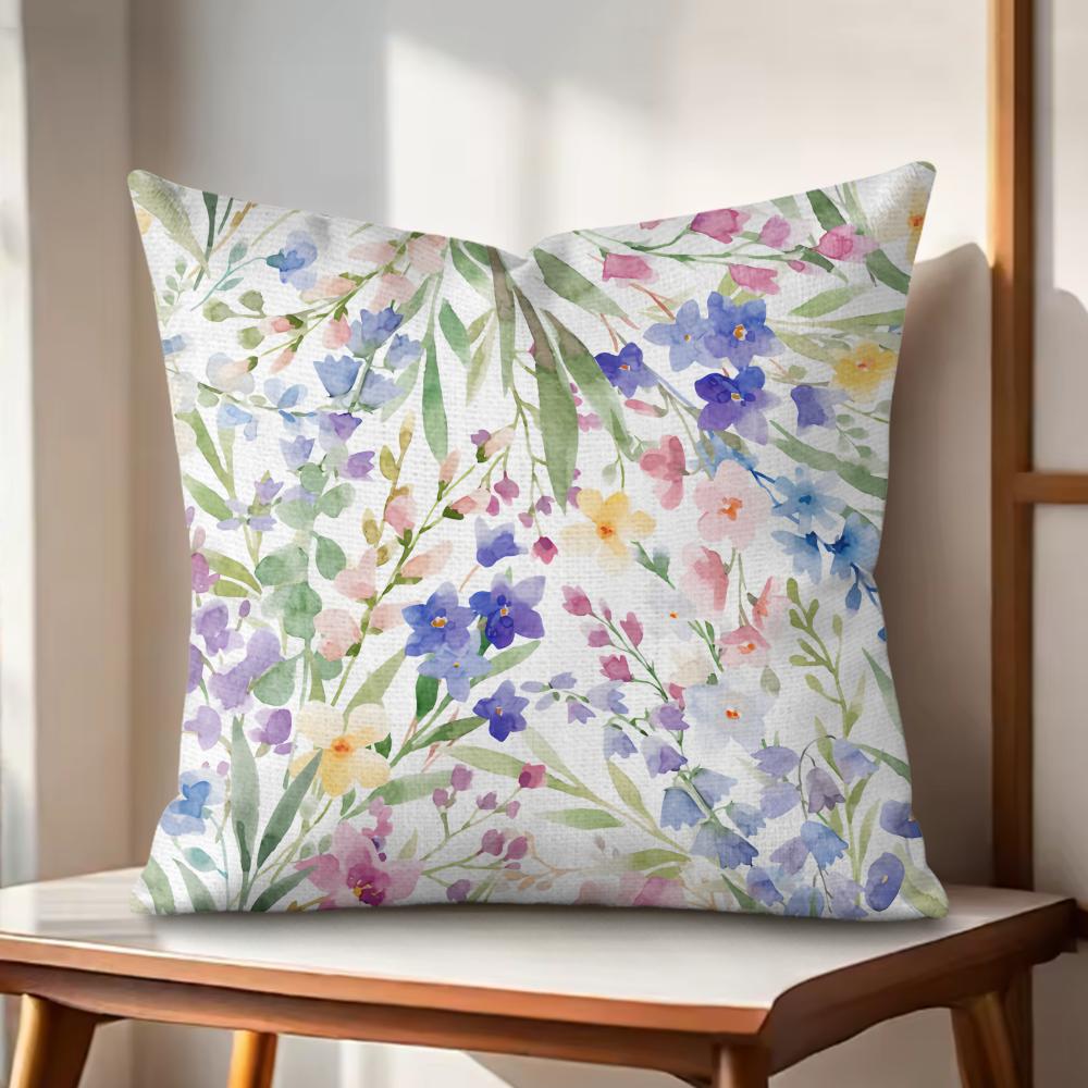 Minimalist Floral Art Cushion Cover Natural Linen Organic Fabric DoubleSided Printing Couch Pillow Covers Home Decor Gift