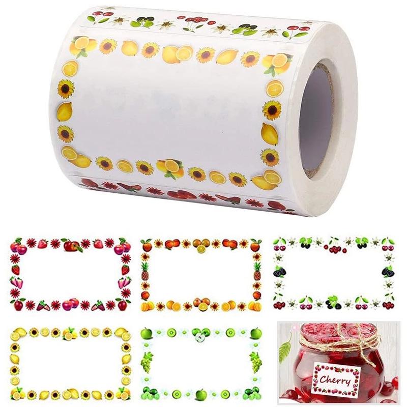 250 Self-Adhesive Blank Kitchen Labels with Fruit Border for Refrigerator Storage