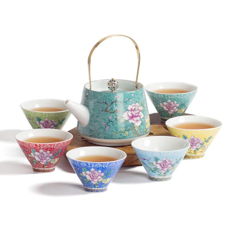 Jingdezhen Famille Rose Peony Ceramic Tea Set