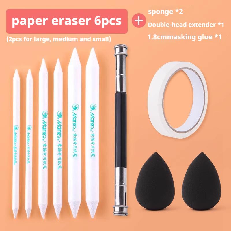 Kunst Skizze Wischmesser Set Waschbarer Pinsel Schwamm Wischer Wiederverwendbare Mixer Werkzeuge für Anfänger Künstler Holzkohle Skizze Zeichenwerkzeuge