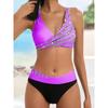 Bikini set s V výstřihem 2026 Dámský pruhovaný patchworkový plavecký úbor Letní plážové oblečení Plavky Ženské plavky Koupací plavky 3XL