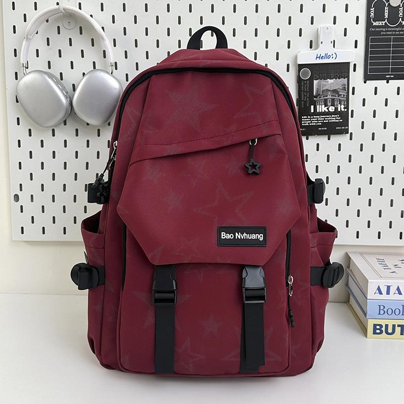 Schoolbag Cool Feeling Dark Gradual Change Star Backpack Korean Version Tooling Style College Student Couple Leisure Travel Backpack
