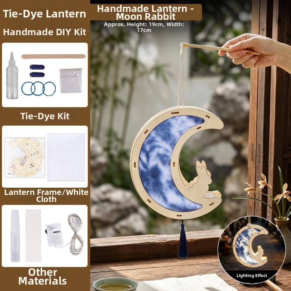 Classical Tie Dyed Lanterns Retro Glowing Lanterns Traditional Wooden Handheld Lanterns Party Style 3