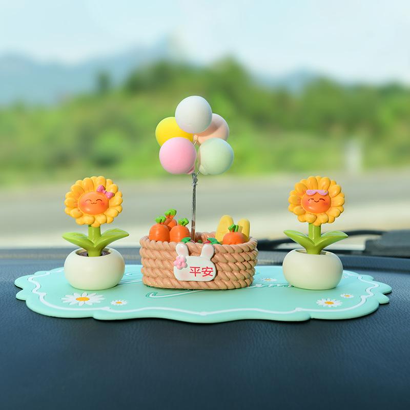 Warme Sonnenblumen-Autodekoration - Niedlicher und beruhigender Blumentopf - Realistische Topfpflanze - Dekoration für die Seitenfenster des Fahrzeugs