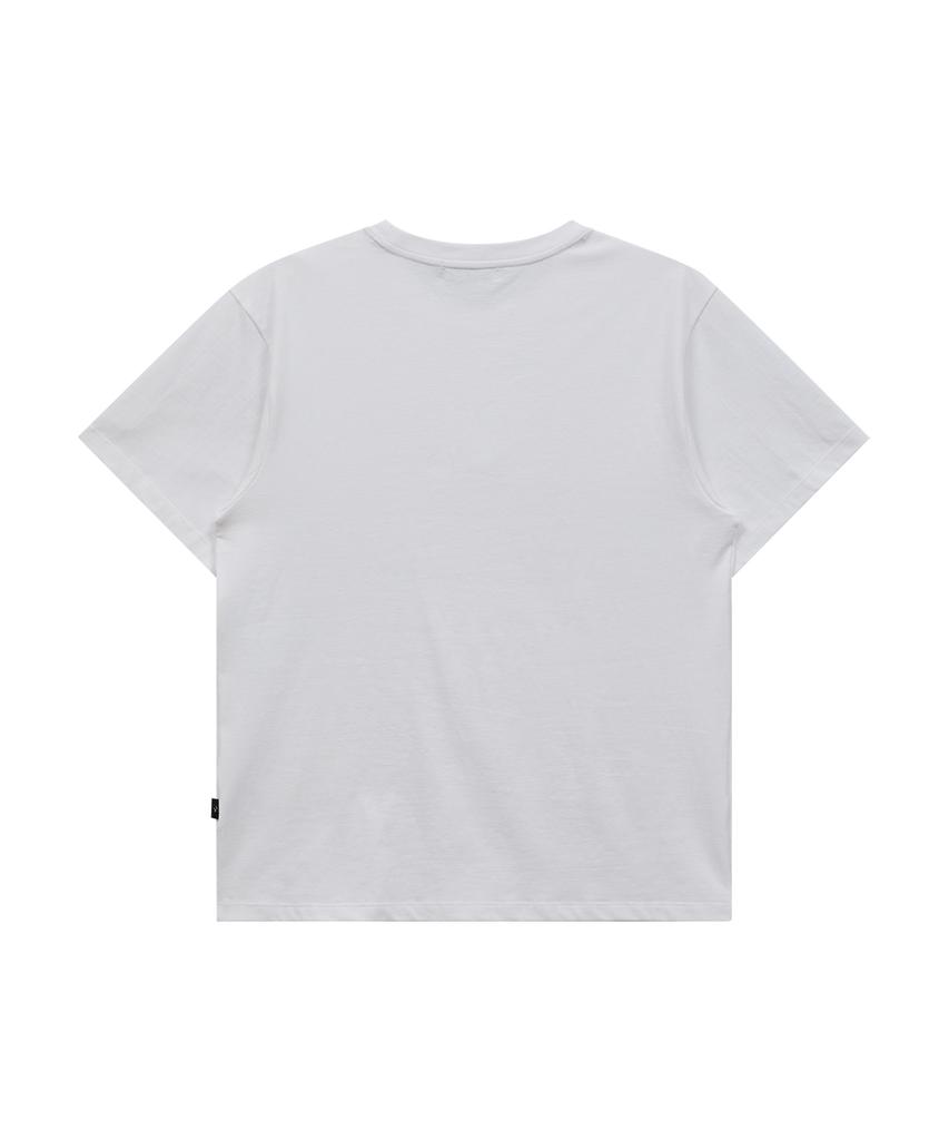 WAIKEI Maltipoo Lettering Color Block Short Sleeve T-Shirt White