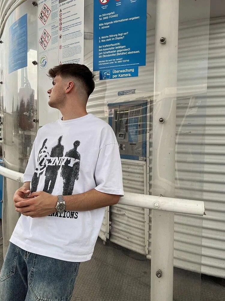 Unisex T-Shirt Oversized Hip Hop Cotton Short Sleeve Print Graphic Korean Fashion Tops Aesthetic Harajuku Y2k Streetwear Clothing
