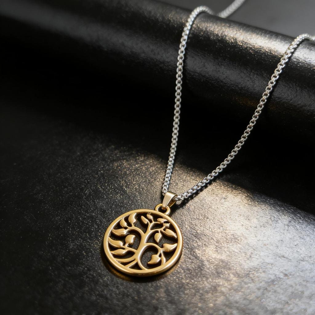 European & American Style Hollow Tree of Life Stainless Steel Pendant Necklace