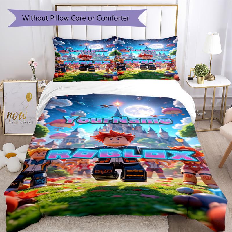 Roblox 37 Customize Your Name Bedding Set Breathable Duvet Cover with Pillowcases Home Decoration Birthday Gift