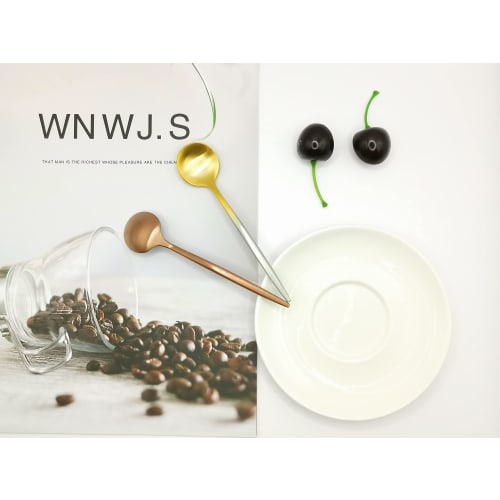 Easytoti 5-Piece Coffee and Tea Spoon Set, 13cm, Stylish and Cute Spoons, 18/8 Stainless Steel, Brushed, Available in Multiple Colors (Rose Gold)