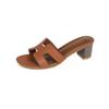 2025 Summer New Slippers Women's Medium Heel Thick Heel Cool Slippers Women's Fashion and Thin Beach Slippers Women