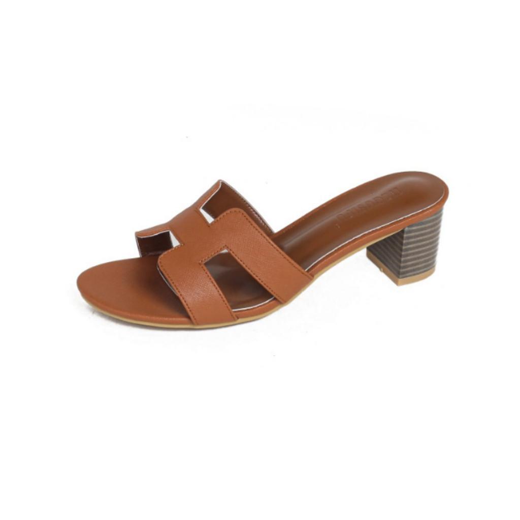 2025 Summer New Slippers Women's Medium Heel Thick Heel Cool Slippers Women's Fashion and Thin Beach Slippers Women