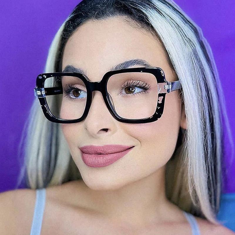 New Anti Blue Light Glasses Fashionable Women Square Personalized Multi-Color Eyeglass Luxurious Decorative Eyewear Design