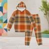 Girls Colorful Geometric Printed Hooded Long Sleeve Two Piece Pants Set Kangaroo Pocket Cuffed Pants
