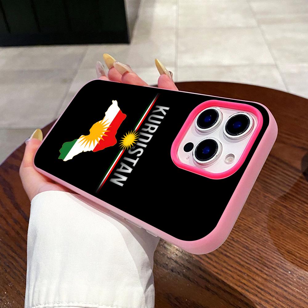 Kurdistan Flag Jelly Double layer Rose Red Mobile Phone Case for iPhone 17 16 15 14 13 12 11 Air Pro Max Plus Protective