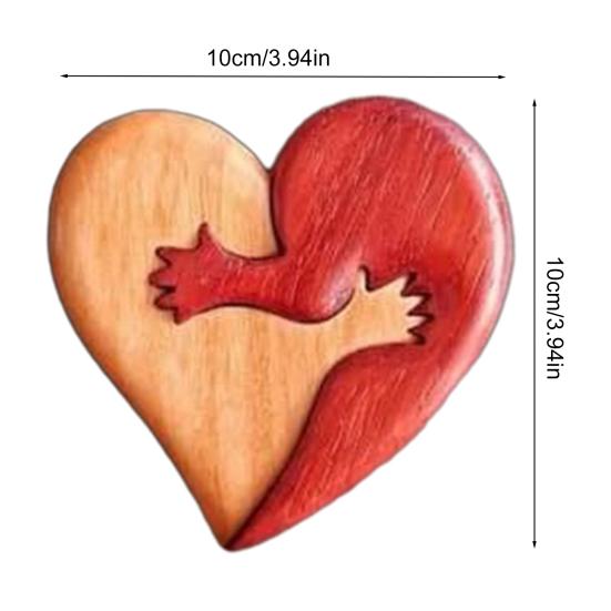 Valentine's Day Wood Heart Pocket Hug Mini Hugging Hearts Keepsake Token with Card Romantic Gift for Couples Family Friends Lovers
