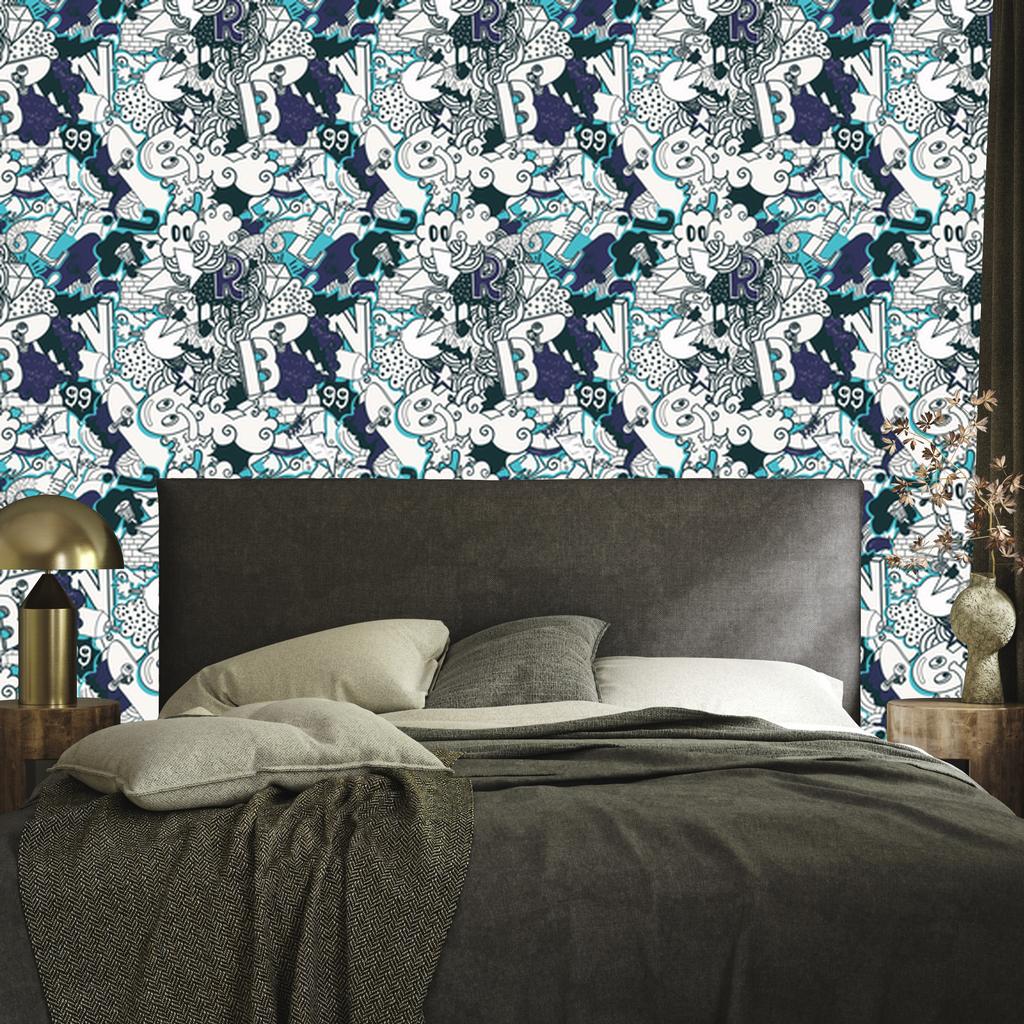 Modern graffiti wallpaper for living room and bedroom 50x1000