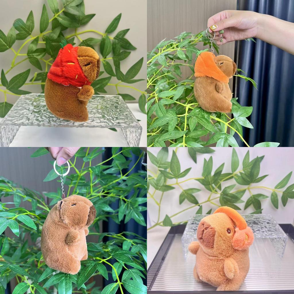 Adorable Plush Capybara Doll Keychain With Colorful Hoodie Perfect For Gifts