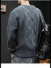 Men's Loose Knit Round-Neck Sweater - Trendy Korean Style for Autumn/Winter