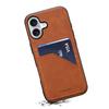 DENIOR For iPhone 16 Case Dual Card Slots PU Leather+TPU+PC Phone Cover