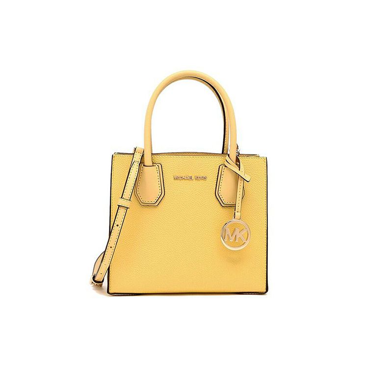 

Michael Kors MK Mercer Solid Logo Pendant Litchi Texture Zipper Closure Leather Tote Bag Women tote Yellow 35S1GM9M2L-DAFFODIL Basic Set (Bag+Dust Bag)