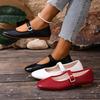 Women's Mary Jane Shoes Dressy Square Toe Ballet Flats with Strap Comfortable Walking Shoes for Women Soft Faux Leather Anti-Slip Ballerina Shoes