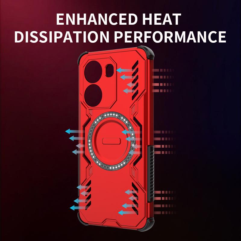 KEYSION Hollow Heat Dissipation Case for Xiaomi POCO X7 Pro Silicone+PC Magnetic Cooling Shockproof Phone Cover for Redmi Turbo4