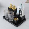1pc Marble Toothbrush Holder Ornament Six Hole Toothbrush Holder Household Toothbrush Storage Rack Bathroom Accessories