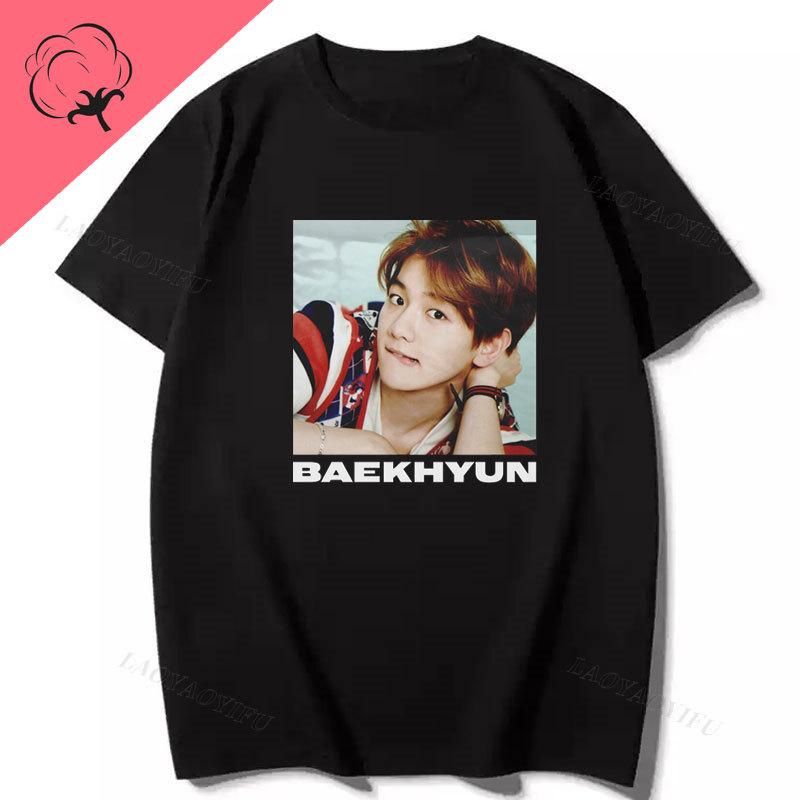 Playera Baekhyun EXO Essential Cotton T Shirt Camiseta Hombre Oneck Short Sleeve Ropa De Mujer 2000s Clothes Y2k Tees XS